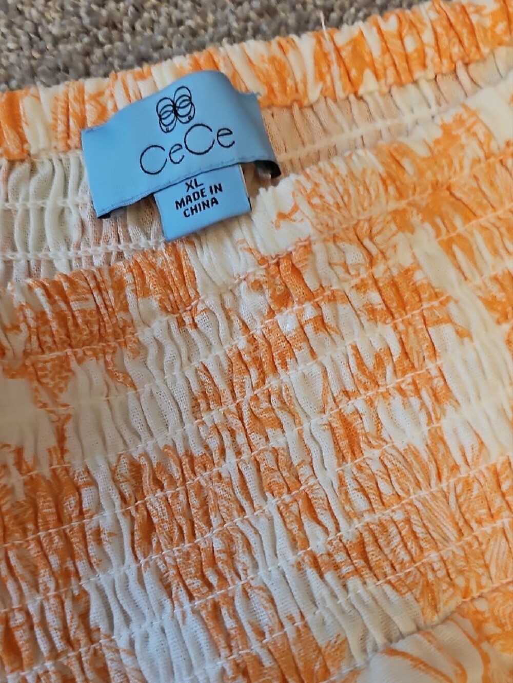 J2🔹️CeCe Wide Leg Pants White with Orange Palm Print - Picture 2 of 4